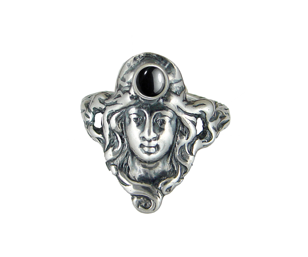 Sterling Silver Garden Woman Maiden Ring With Hematite Size 6 Sterling Silver Garden Woman Maiden Ring With Hematite Size 6